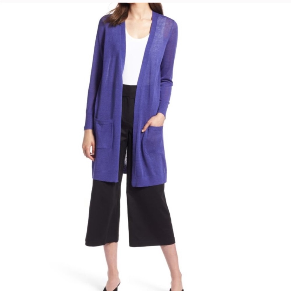 Halogen Linen Blend Duster Cardigan Sweater small